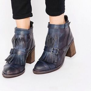 Free People Fringe Front Chunky Heeled Boots